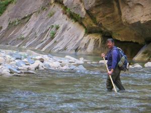 We had to wade the river on several occasions
