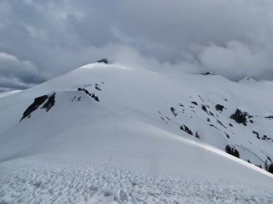 Clouds still flowing over the summit