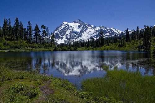 Mt. Shiksan reflecting at Picture Lake. Not a part of the trail but a short drive from the trailhead. 