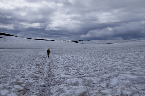 Back on snow. Our feet got wet and cold here.