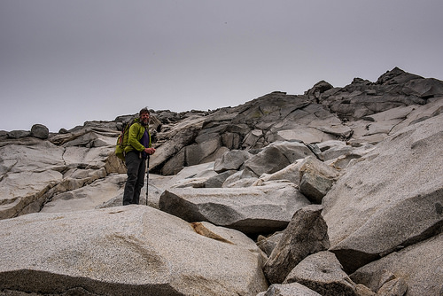 The last 500 vertical feet are gained on these large granite slabs.